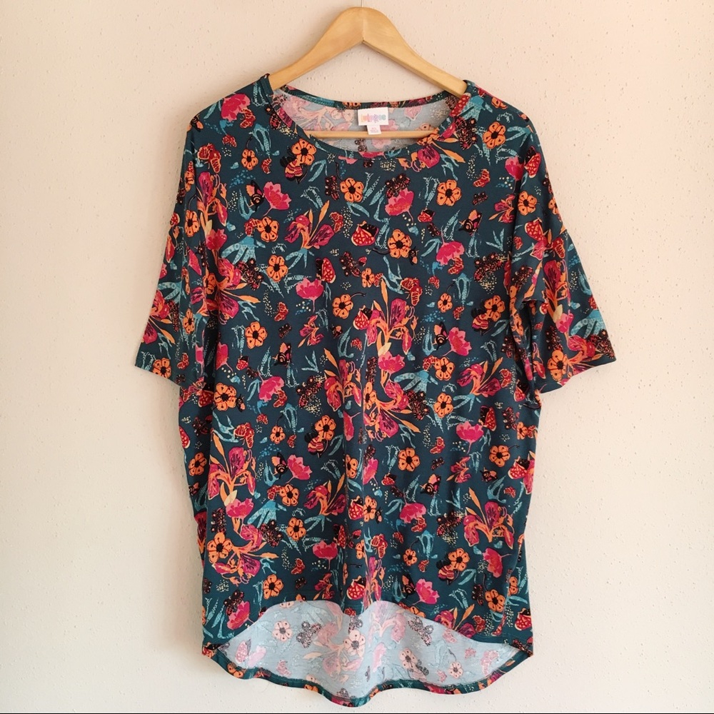 LuLaRoe Irma Tunic | Floral Bee & Butterfly Print